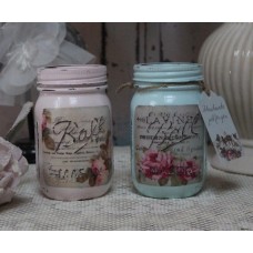 A set of 2 Vintage Shabby Chic Painted Decor Decoupage Mason Jars, French Label   283059154464